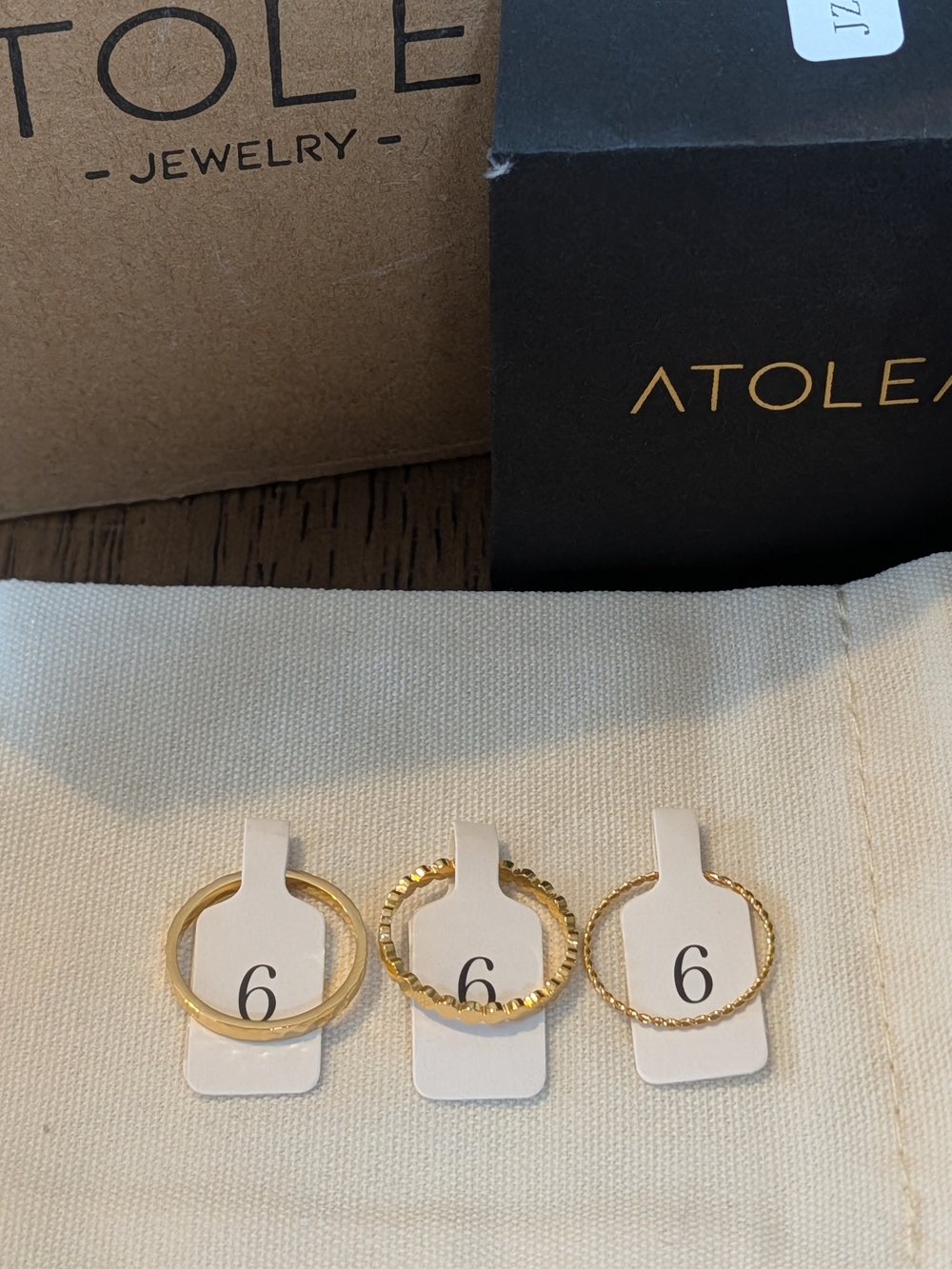 Atolea Textured Stackable Daily Ring Set - Gold - Picture 3 of 6